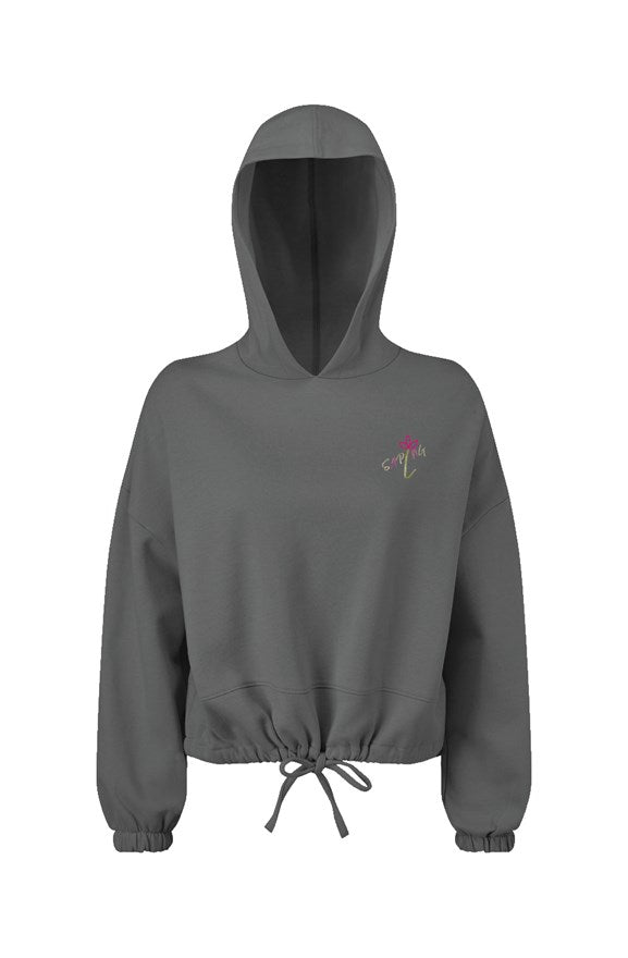 Ladies' Cropped Oversize Hooded Sweatshirt SAPLNG Script 