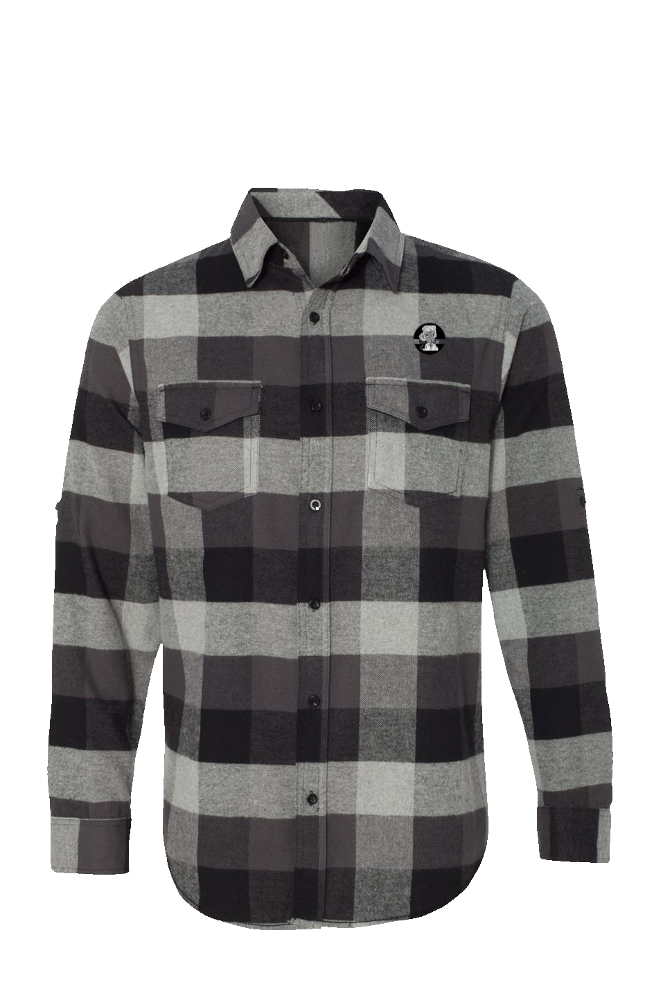 Long Sleeve Flannel Grey And Black SAPLNG Circle Logo